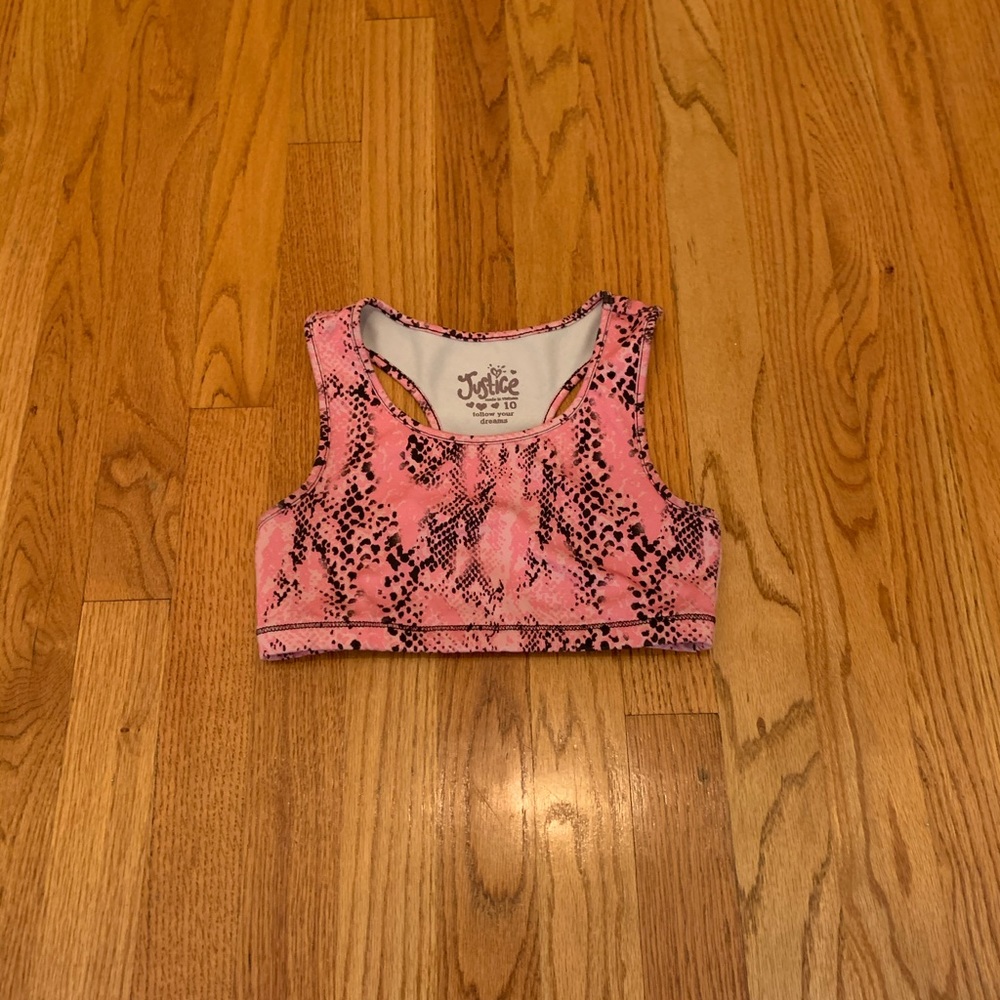 Pink Snake-print Justice Sports Bra